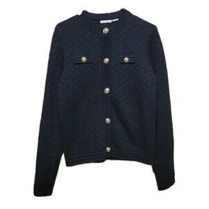 ESQUALO Elegant Knitted Gold Button Sweater Womens Small Black